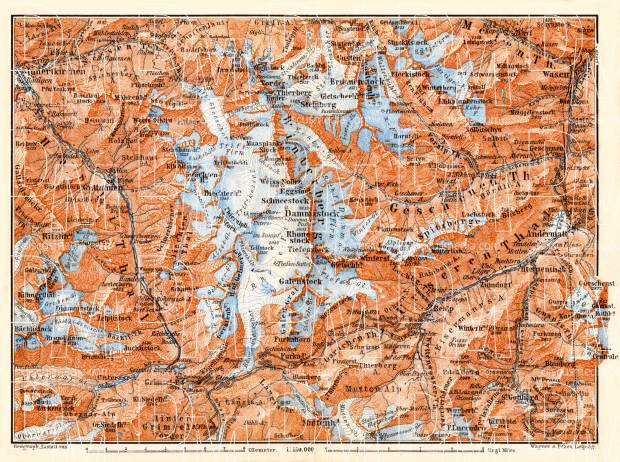 Trift (Gadmen) Glacier and environs map, 1897. Use the zooming tool to explore in higher level of detail. Obtain as a quality print or high resolution image