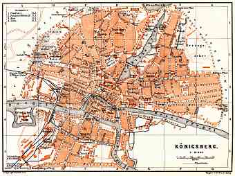 Königsberg (now Kaliningrad) city map, 1887