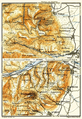 Hohkönigsburg, Odilienberg and environs map, 1905