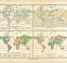 World Temperature, Ocean Currents, Rain, Religions and Population Maps, 1905