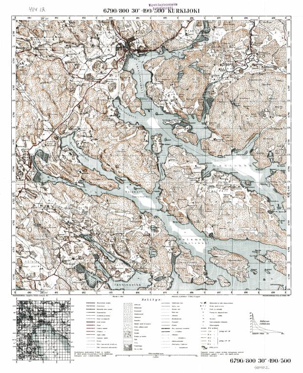 Kurkijoki. Topografikartta 411412. Topographic map from 1939. Use the zooming tool to explore in higher level of detail. Obtain as a quality print or high resolution image