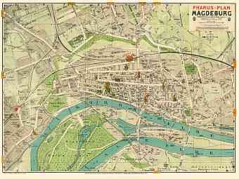 Magdeburg city map, 1912
