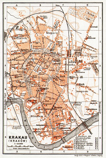 Krakau (Kraków) city map, 1913