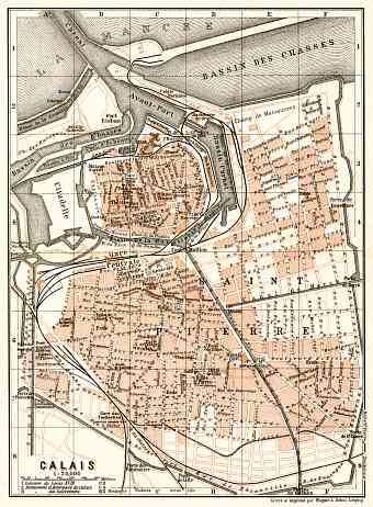 Calais city map, 1909