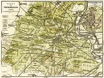 Forest of Fontainebleau and town of Fontainebleau map, 1903