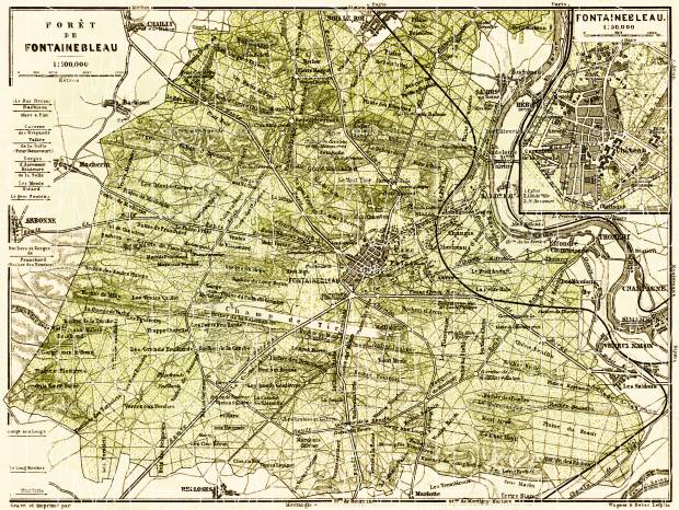 Forest of Fontainebleau and town of Fontainebleau map, 1903. Use the zooming tool to explore in higher level of detail. Obtain as a quality print or high resolution image