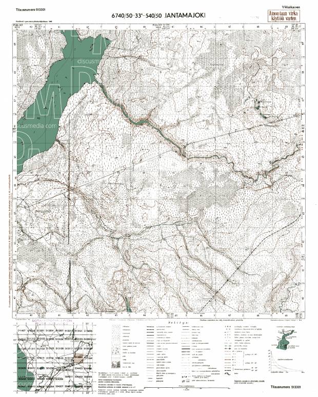 Jandeba. Jantamajoki. Topografikartta 513301. Topographic map from 1942. Use the zooming tool to explore in higher level of detail. Obtain as a quality print or high resolution image