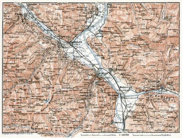 Ragatz and environs map, 1909. Use the zooming tool to explore in higher level of detail. Obtain as a quality print or high resolution image