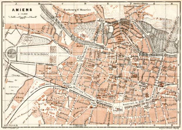 Amiens city map, 1909. Use the zooming tool to explore in higher level of detail. Obtain as a quality print or high resolution image