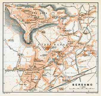 Bergamo city map, 1908