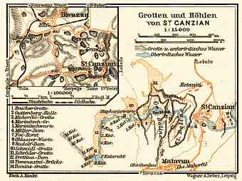 Divača and Sv. Kancijan environs map, 1911