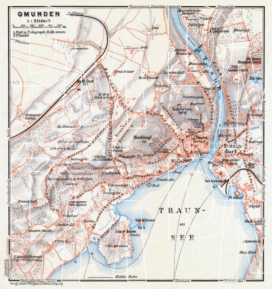 Old map of Gmunden in 1911. Buy vintage map replica poster print or ...
