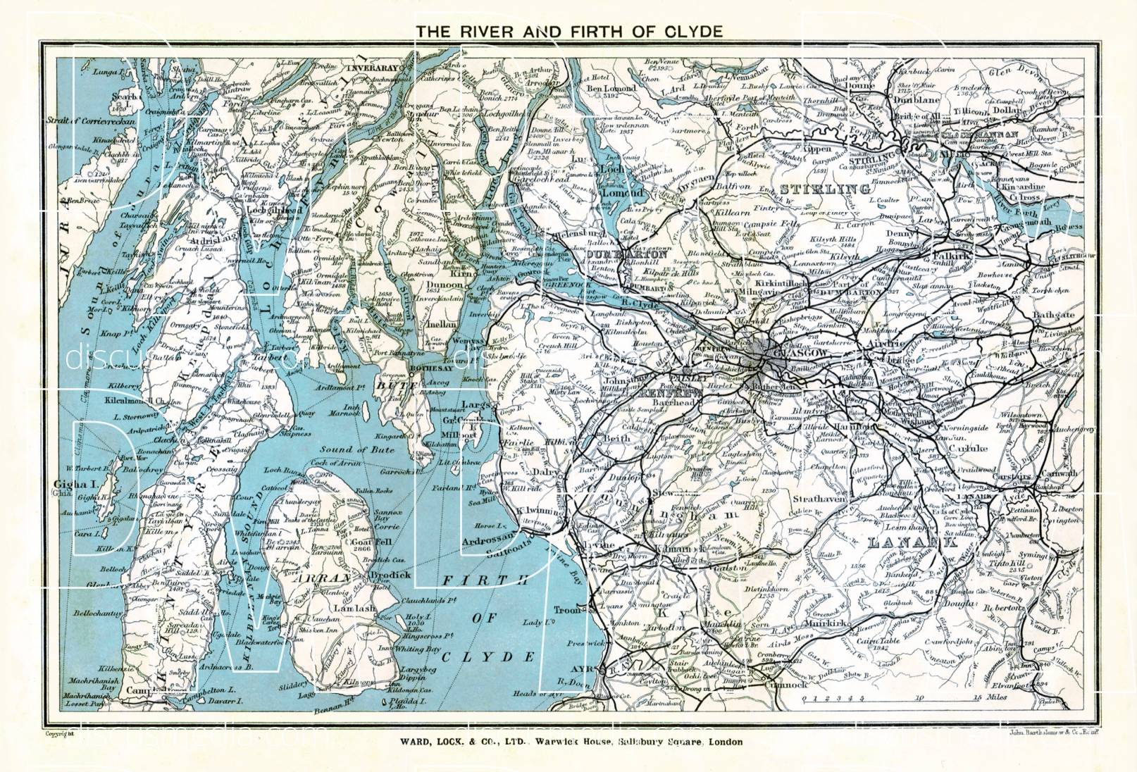 Old map of the vicinities of the River of Clyde and Firth of Clyde in