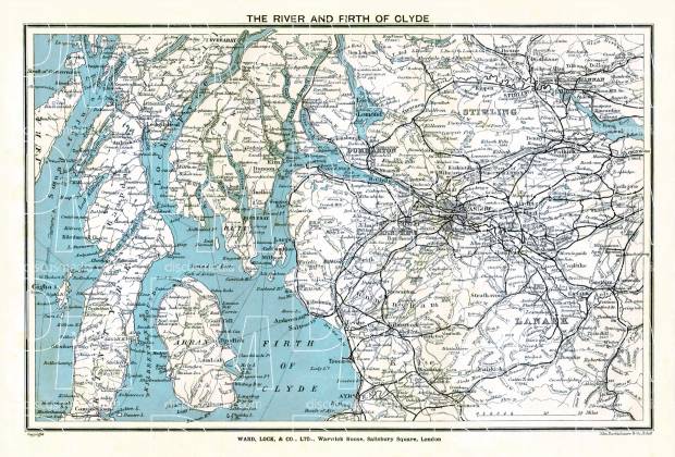 River of Clyde and Firth of Clyde map, 1909. Use the zooming tool to explore in higher level of detail. Obtain as a quality print or high resolution image