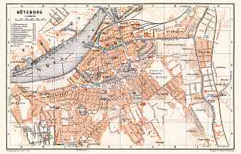 Göteborg (Gothenburg) city map, 1910