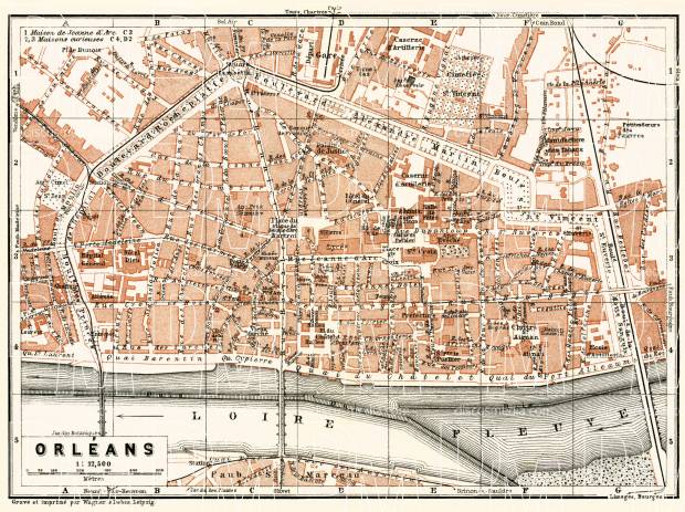 Orléans city map, 1913. Use the zooming tool to explore in higher level of detail. Obtain as a quality print or high resolution image