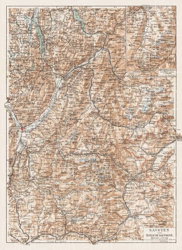 Map of the Savoie Mountains, 1913. Use the zooming tool to explore in higher level of detail. Obtain as a quality print or high resolution image