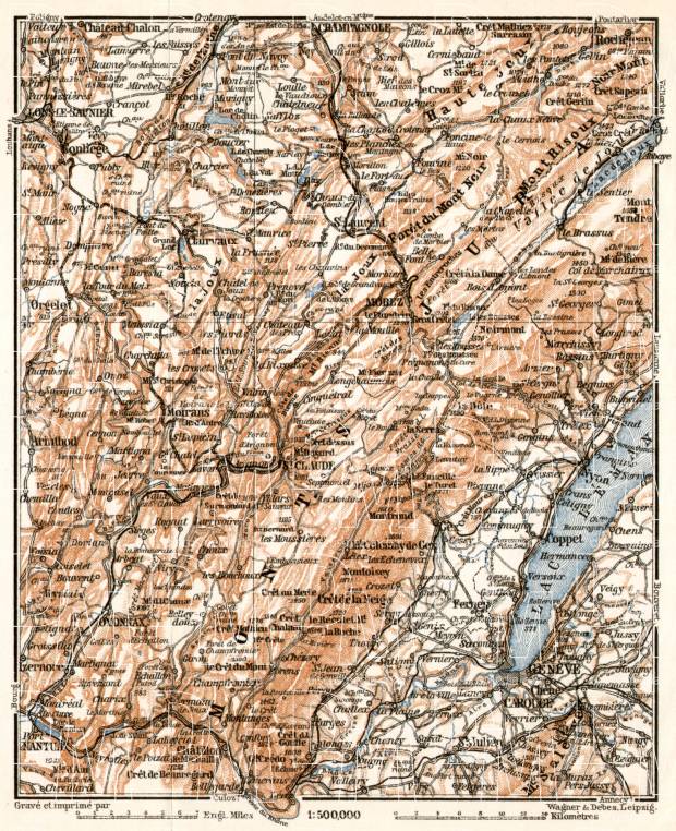 Jura department map (southern part), 1909. Use the zooming tool to explore in higher level of detail. Obtain as a quality print or high resolution image