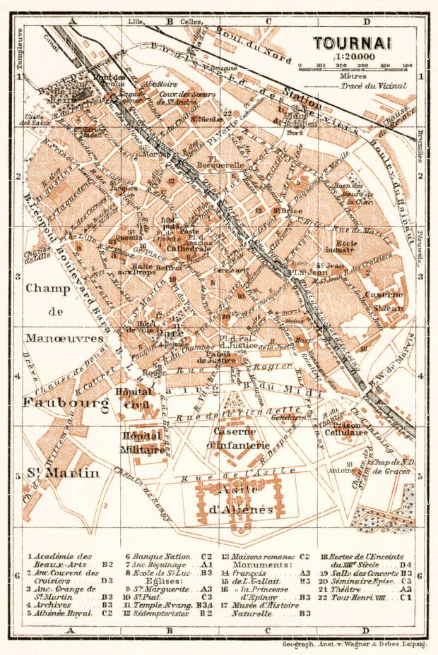 Tournai city map, 1909. Use the zooming tool to explore in higher level of detail. Obtain as a quality print or high resolution image