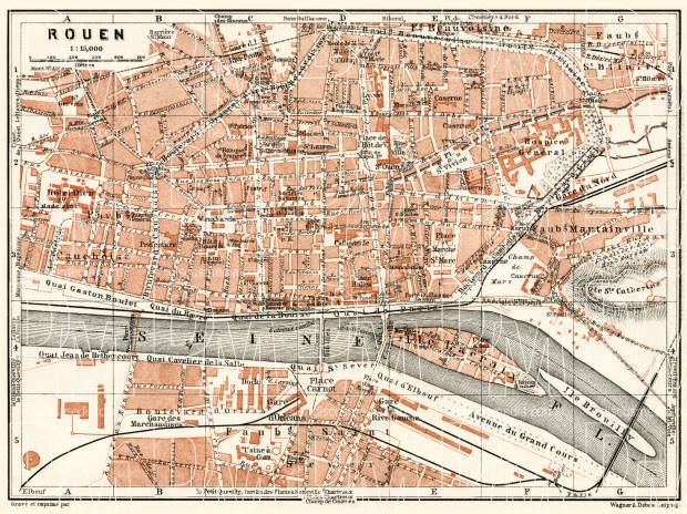 Rouen city map, 1913. Use the zooming tool to explore in higher level of detail. Obtain as a quality print or high resolution image