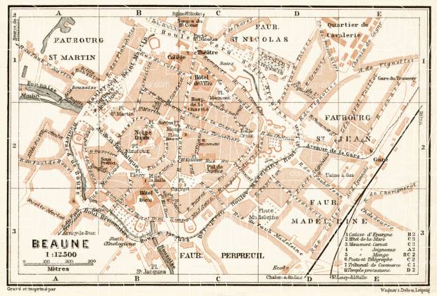 Beaune city map, 1909. Use the zooming tool to explore in higher level of detail. Obtain as a quality print or high resolution image
