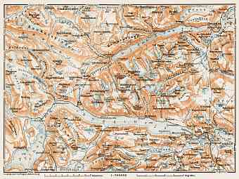 Gjendesjö and Bygdinsjö Lakes district map, 1931