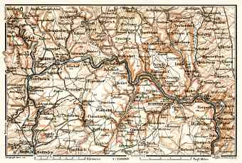 Diekirch, Echternach and their environs map, 1909