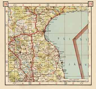 Estonian Road Map, Plate 20: Mustvee. 1938