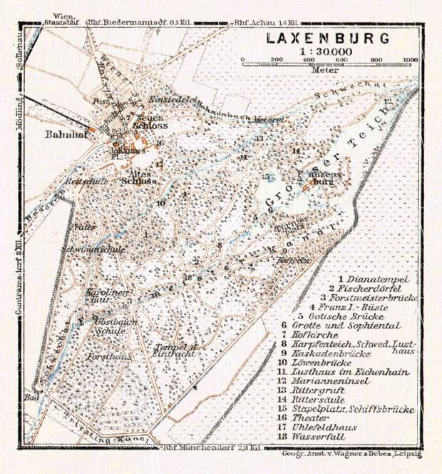 Laxenburg (to Vienna/bei Wien) town plan, 1910. Use the zooming tool to explore in higher level of detail. Obtain as a quality print or high resolution image