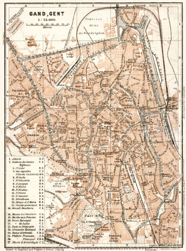 Ghent (Gent) city map, 1909. Use the zooming tool to explore in higher level of detail. Obtain as a quality print or high resolution image