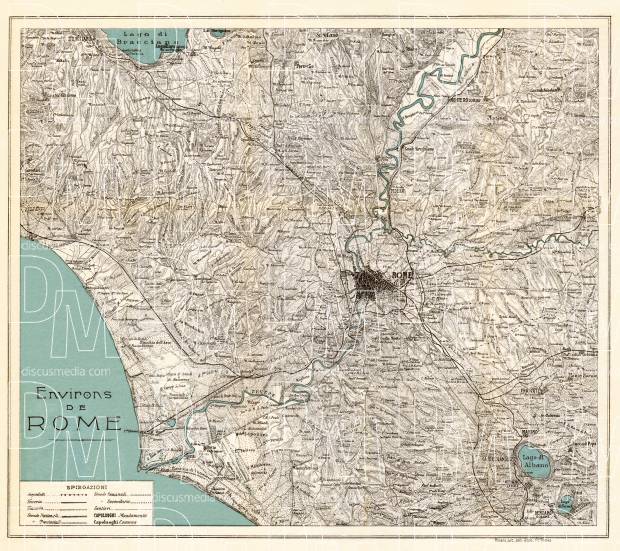 Rome (Roma) environs map, 1904. Use the zooming tool to explore in higher level of detail. Obtain as a quality print or high resolution image