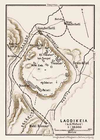 Laodicea on the Lycus (Laodikeia), site map after G. Weber, 1914