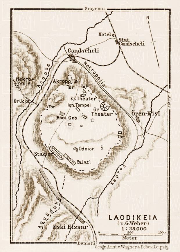 Laodicea on the Lycus (Laodikeia), site map after G. Weber, 1914. Use the zooming tool to explore in higher level of detail. Obtain as a quality print or high resolution image