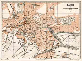 Caen city map, 1909