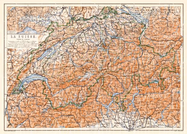 Switzerland, general map, 1897. Use the zooming tool to explore in higher level of detail. Obtain as a quality print or high resolution image
