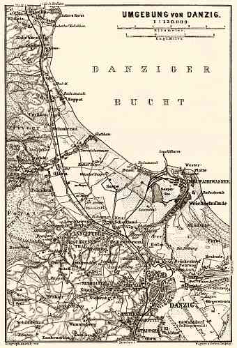 Danzig (Gdańsk) environs map, 1887