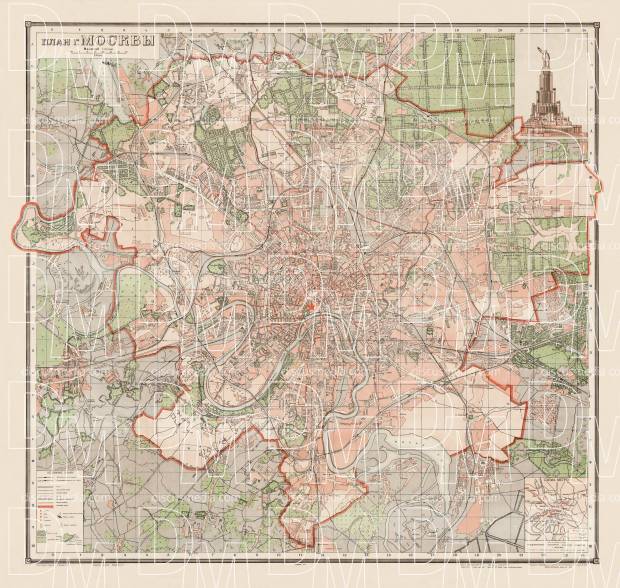 Moscow (Москва, Moskva) city map, 1940. Use the zooming tool to explore in higher level of detail. Obtain as a quality print or high resolution image