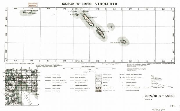 Suri-Viroluoto Island. Viroluoto. Topografikartta 414303. Topographic map from 1930. Use the zooming tool to explore in higher level of detail. Obtain as a quality print or high resolution image