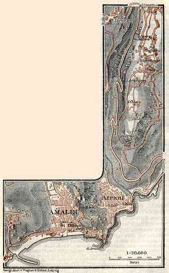Amalfi and environs map, 1929