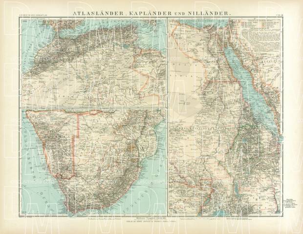 South Africa, the Lands of the Maghreb and Nile Map, 1905. Use the zooming tool to explore in higher level of detail. Obtain as a quality print or high resolution image