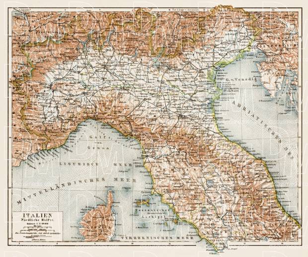 Map of North Italy, 1903. Use the zooming tool to explore in higher level of detail. Obtain as a quality print or high resolution image