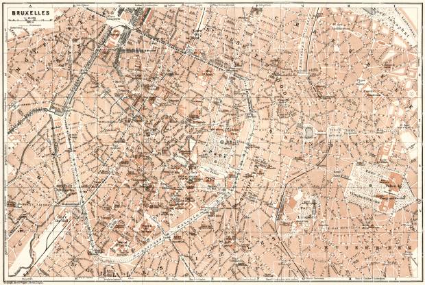 Brussels (Brussel, Bruxelles) city map, 1909. Use the zooming tool to explore in higher level of detail. Obtain as a quality print or high resolution image