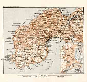 The Land´s End map with Penzance town plan, 1906