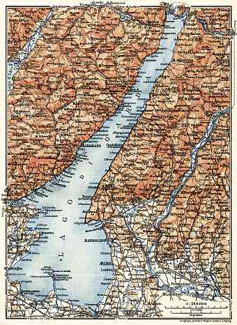Garda lake area map, 1908