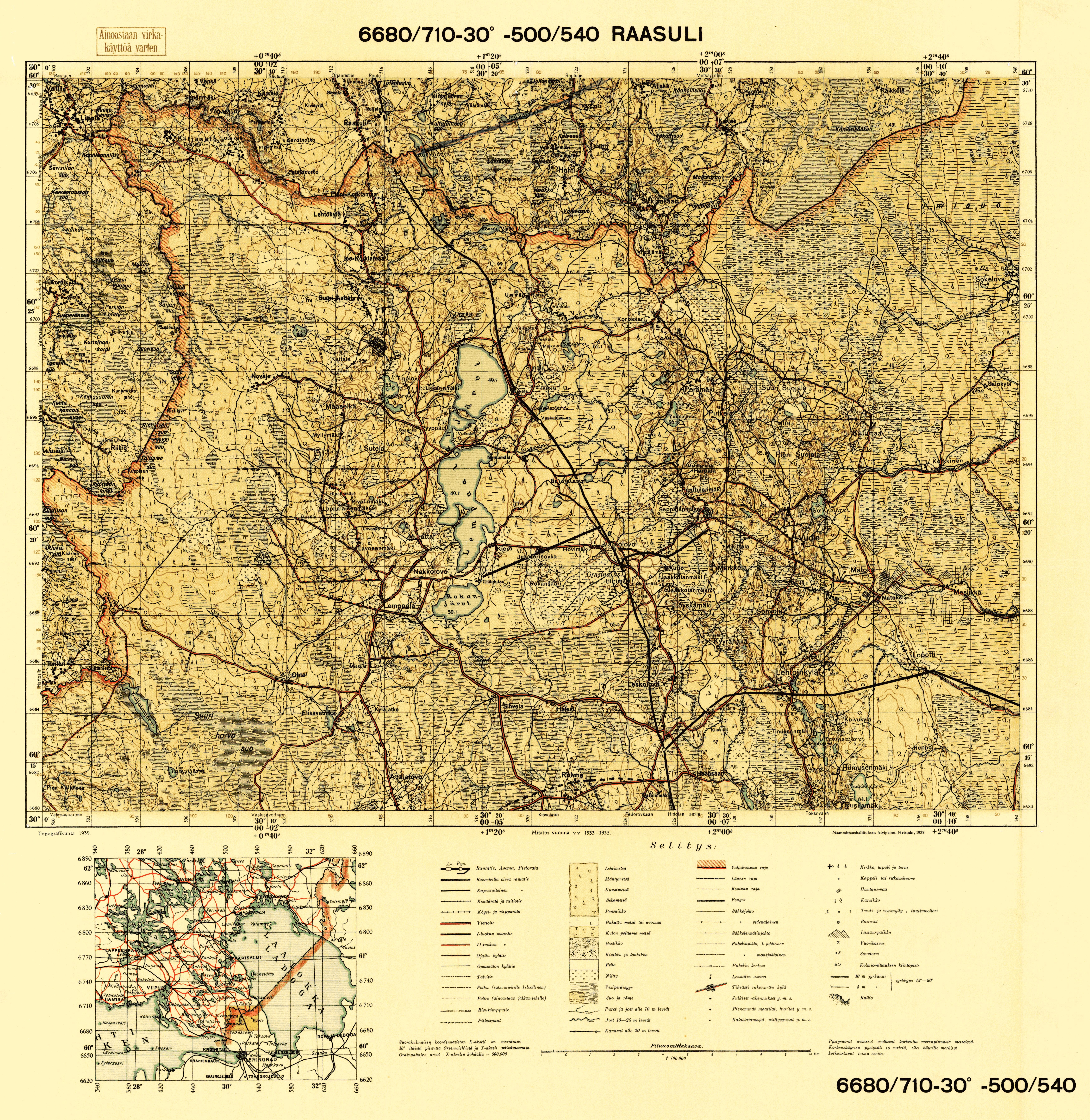 Orehovo. Raasuli. Topografikartta 4041. Topographic map from 1939. Use the zooming tool to explore in higher level of detail. Obtain as a quality print or high resolution image