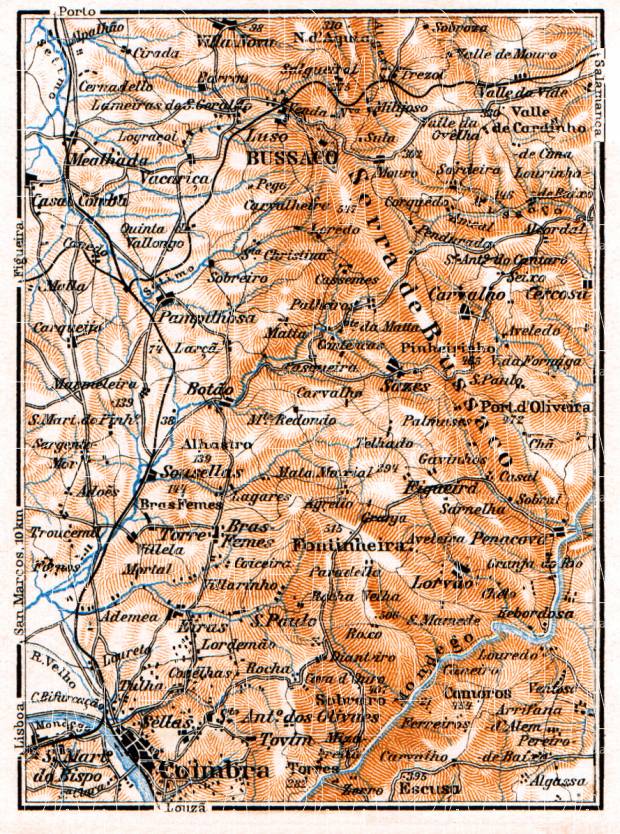 Bussaco - Coimbra district map, 1929. Use the zooming tool to explore in higher level of detail. Obtain as a quality print or high resolution image