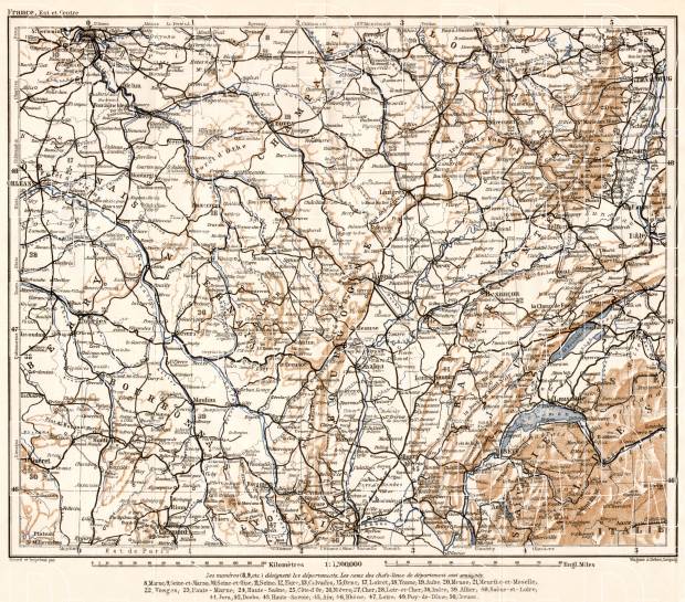 France, central part map, 1909. Use the zooming tool to explore in higher level of detail. Obtain as a quality print or high resolution image