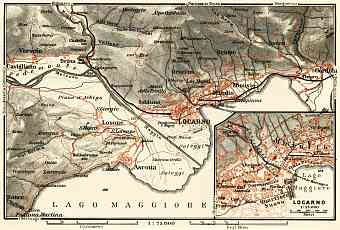 Locarno, city map and environs map, 1913