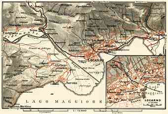 Locarno, city map and environs map, 1913