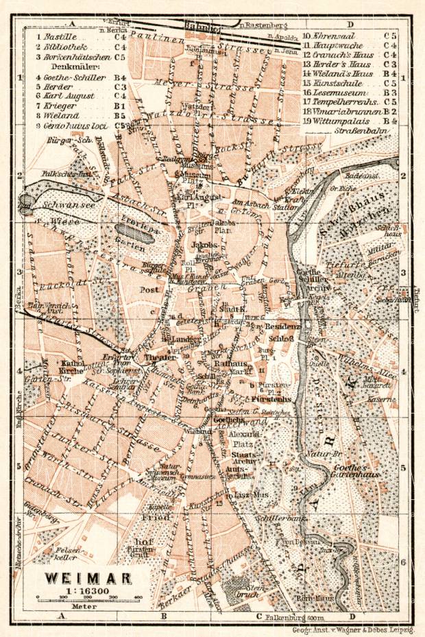 Weimar city map, 1906. Use the zooming tool to explore in higher level of detail. Obtain as a quality print or high resolution image